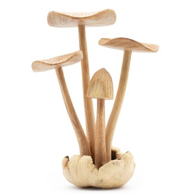 Handgefertigte Parasiten Holz Kunst Schnitzerei - 4er Set große Pilze